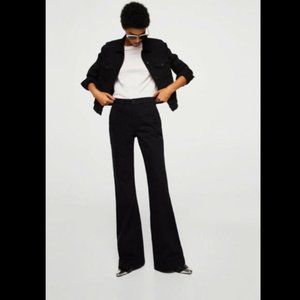 MANGO black 100% cotton high rise WIDE LEG TROUSER JEANS SIZE 10